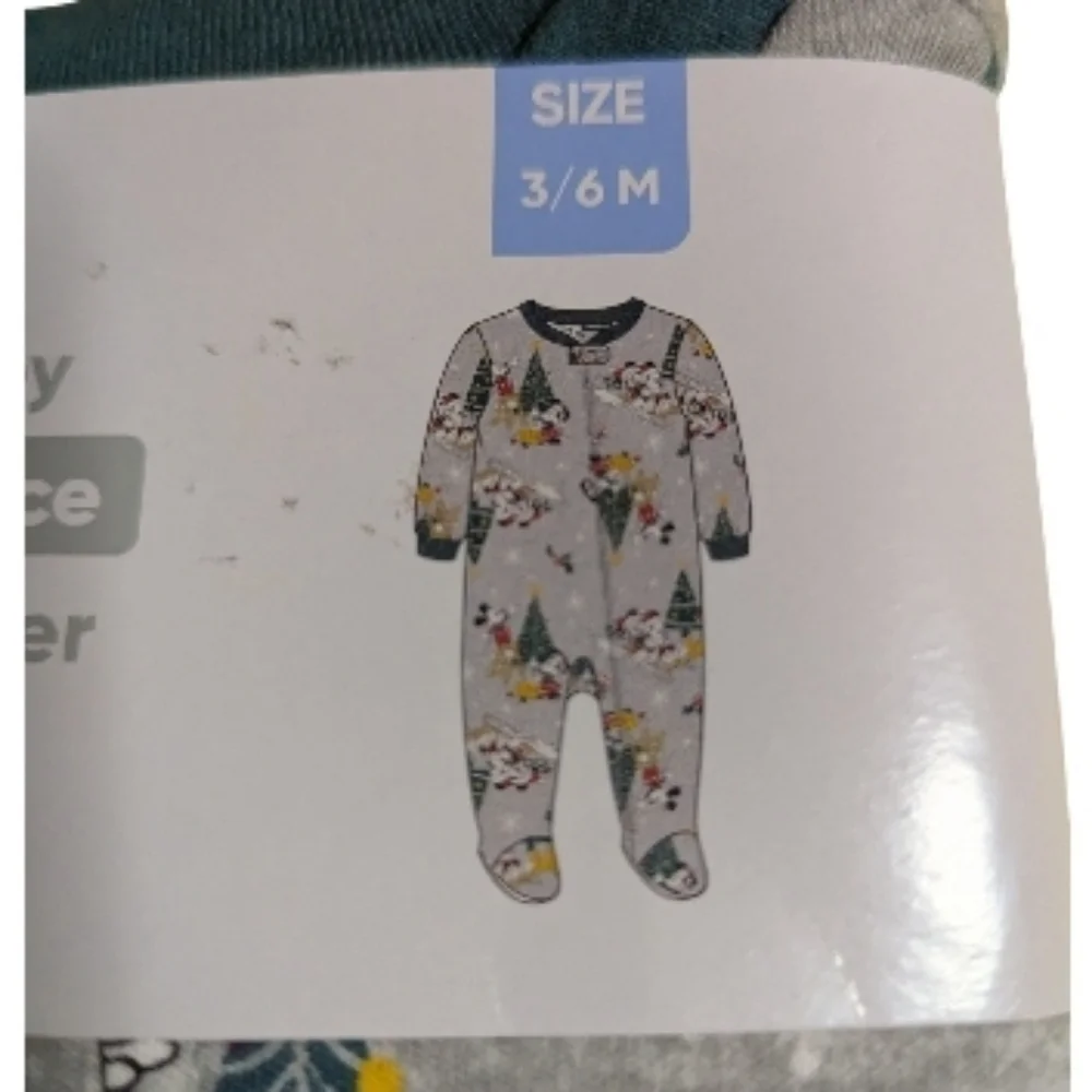 Disney Baby Sleep N Play 3-6 Month 1 Piece Mickey Gray Christmas